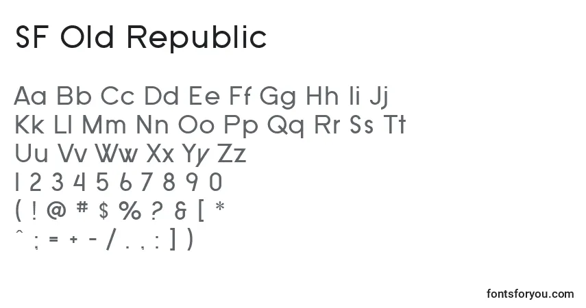 A fonte SF Old Republic – alfabeto, números, caracteres especiais