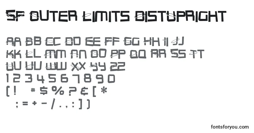 A fonte SF Outer Limits DistUpright – alfabeto, números, caracteres especiais