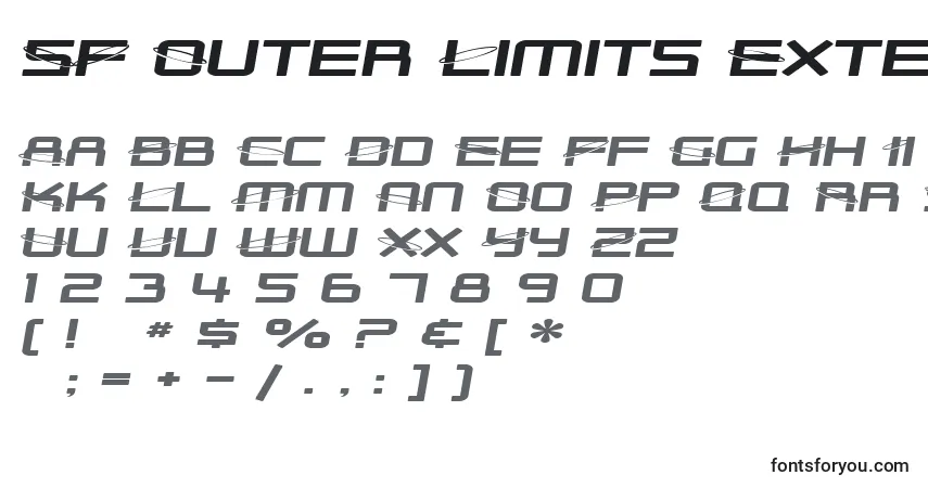 Czcionka SF Outer Limits Extended – alfabet, cyfry, specjalne znaki