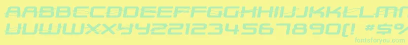 SF Outer Limits Extended Font – Green Fonts on Yellow Background