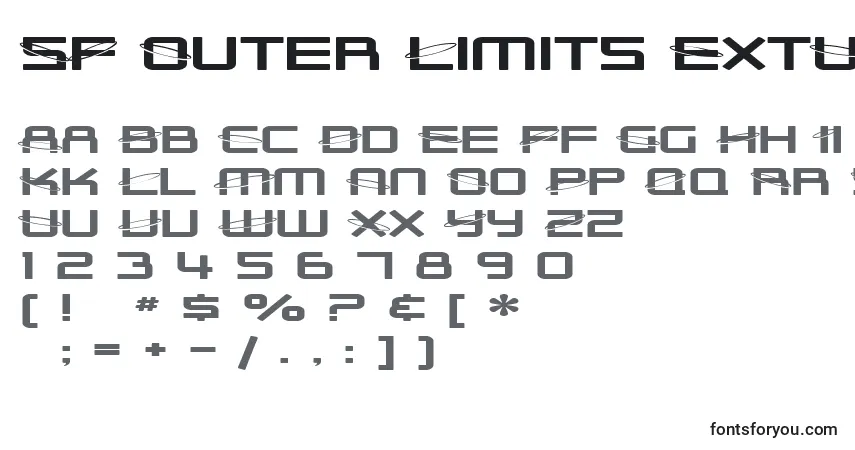 A fonte SF Outer Limits ExtUpright – alfabeto, números, caracteres especiais