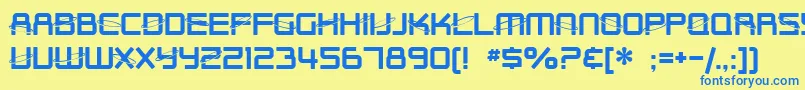 SF Outer Limits Upright Font – Blue Fonts on Yellow Background