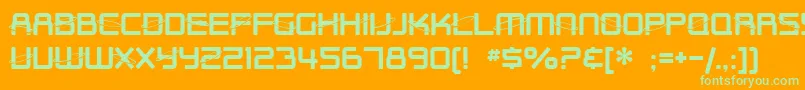 SF Outer Limits Upright Font – Green Fonts on Orange Background
