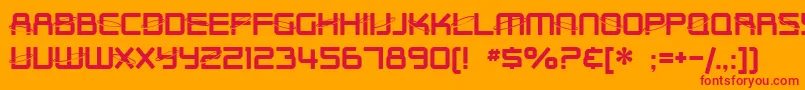 SF Outer Limits Upright-Schriftart – Rote Schriften auf orangefarbenem Hintergrund