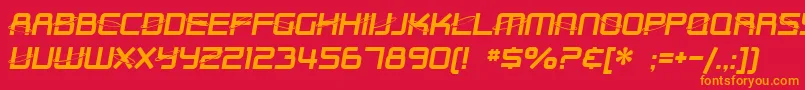 フォントSF Outer Limits – 赤い背景にオレンジの文字