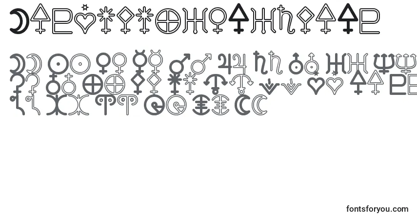Czcionka AstronomicSignsSt – alfabet, cyfry, specjalne znaki