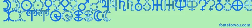 AstronomicSignsSt Font – Blue Fonts on Green Background