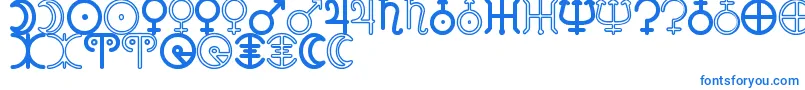 AstronomicSignsSt-Schriftart – Blaue Schriften auf weißem Hintergrund