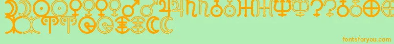 fuente AstronomicSignsSt – Fuentes Naranjas Sobre Fondo Verde