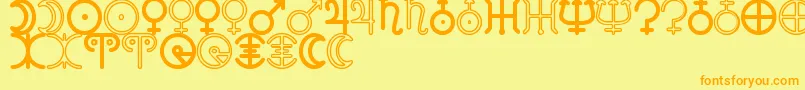 AstronomicSignsSt Font – Orange Fonts on Yellow Background