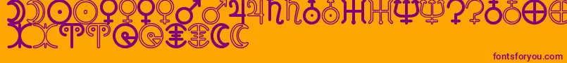 AstronomicSignsSt-fontti – violetit fontit oranssilla taustalla