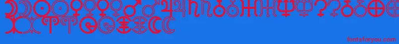 AstronomicSignsSt Font – Red Fonts on Blue Background