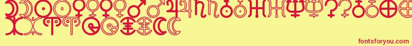 AstronomicSignsSt Font – Red Fonts on Yellow Background