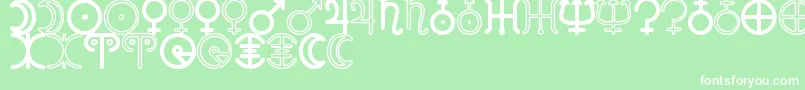 AstronomicSignsSt-fontti – valkoiset fontit vihreällä taustalla