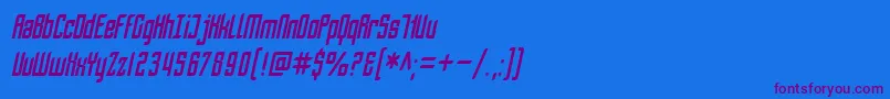フォントSF Piezolectric Condensed Oblique – 紫色のフォント、青い背景