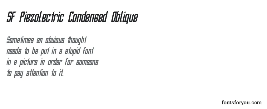 Schriftart SF Piezolectric Condensed Oblique