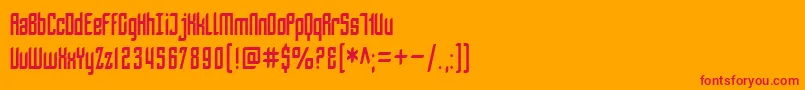 フォントSF Piezolectric Condensed – オレンジの背景に赤い文字