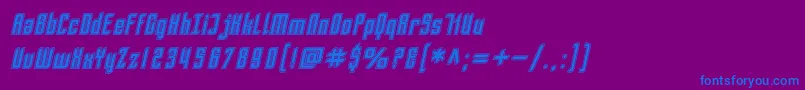 SF Piezolectric Inline Oblique-Schriftart – Blaue Schriften auf violettem Hintergrund