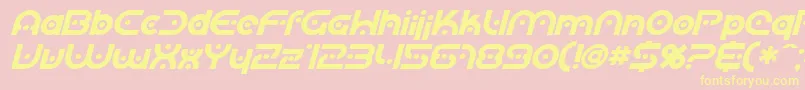 SF Planetary Orbiter Bold Italic-Schriftart – Gelbe Schriften auf rosa Hintergrund