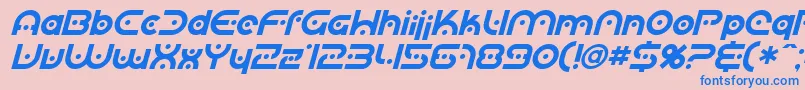 fuente SF Planetary Orbiter Italic – Fuentes Azules Sobre Fondo Rosa