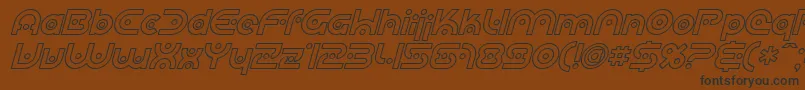SF Planetary Orbiter Outline Italic-Schriftart – Schwarze Schriften auf braunem Hintergrund