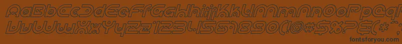 Fonte SF Planetary Orbiter Outline Italic – fontes pretas em um fundo marrom