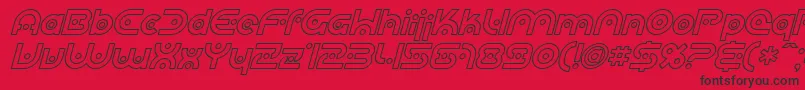 SF Planetary Orbiter Outline Italic Font – Black Fonts on Red Background