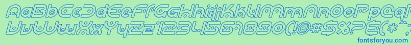 SF Planetary Orbiter Outline Italic-fontti – siniset fontit vihreällä taustalla