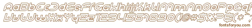 フォントSF Planetary Orbiter Outline Italic – 白い背景に茶色のフォント