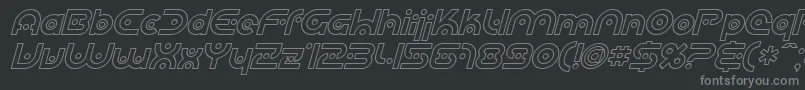 SF Planetary Orbiter Outline Italic-Schriftart – Graue Schriften auf schwarzem Hintergrund