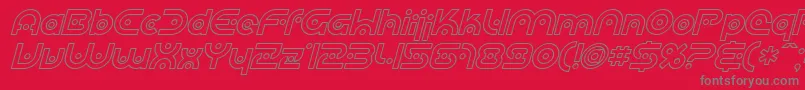 Fonte SF Planetary Orbiter Outline Italic – fontes cinzas em um fundo vermelho