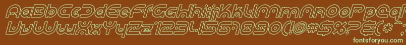 SF Planetary Orbiter Outline Italic-Schriftart – Grüne Schriften auf braunem Hintergrund