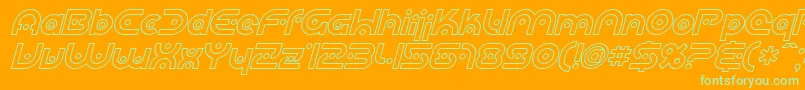 SF Planetary Orbiter Outline Italic Font – Green Fonts on Orange Background