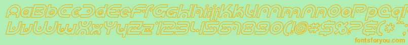 SF Planetary Orbiter Outline Italic Font – Orange Fonts on Green Background