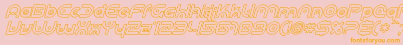 Fonte SF Planetary Orbiter Outline Italic – fontes laranjas em um fundo rosa