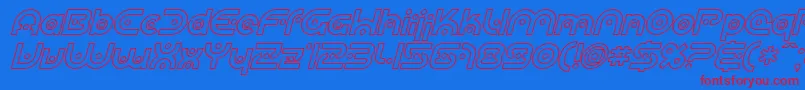 SF Planetary Orbiter Outline Italic Font – Red Fonts on Blue Background