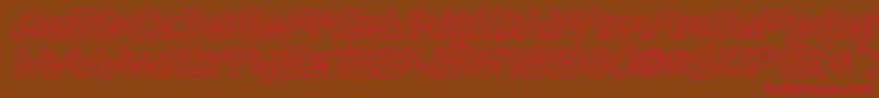 Fonte SF Planetary Orbiter Outline Italic – fontes vermelhas em um fundo marrom