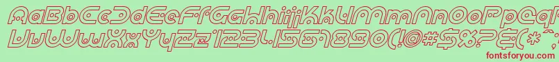 fuente SF Planetary Orbiter Outline Italic – Fuentes Rojas Sobre Fondo Verde