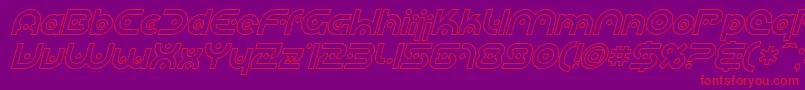 Czcionka SF Planetary Orbiter Outline Italic – czerwone czcionki na fioletowym tle