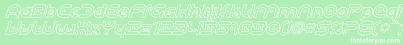 フォントSF Planetary Orbiter Outline Italic – 緑の背景に白い文字