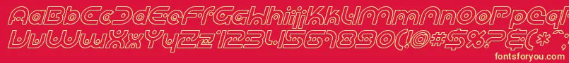 SF Planetary Orbiter Outline Italic Font – Yellow Fonts on Red Background