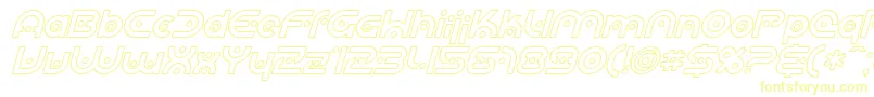 フォントSF Planetary Orbiter Outline Italic – 黄色のフォント