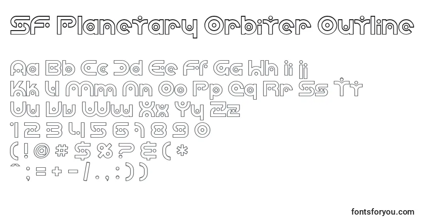 A fonte SF Planetary Orbiter Outline (140392) – alfabeto, números, caracteres especiais