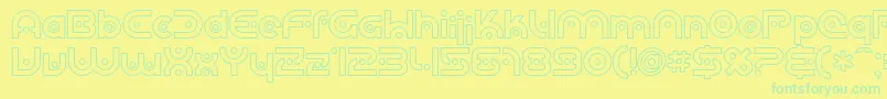 フォントSF Planetary Orbiter Outline – 黄色い背景に緑の文字