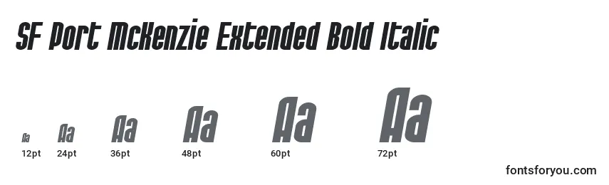 Größen der Schriftart SF Port McKenzie Extended Bold Italic