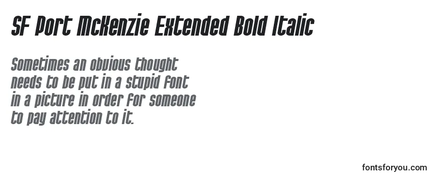 SF Port McKenzie Extended Bold Italic Font