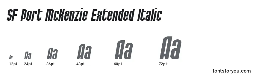 Размеры шрифта SF Port McKenzie Extended Italic