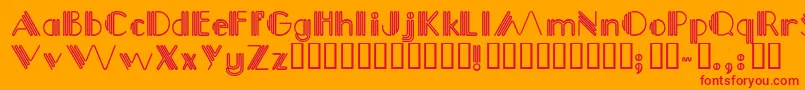 Picadilly-Schriftart – Rote Schriften auf orangefarbenem Hintergrund