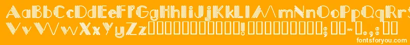 Picadilly-Schriftart – Weiße Schriften auf orangefarbenem Hintergrund
