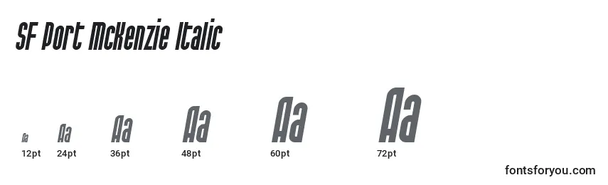 Размеры шрифта SF Port McKenzie Italic